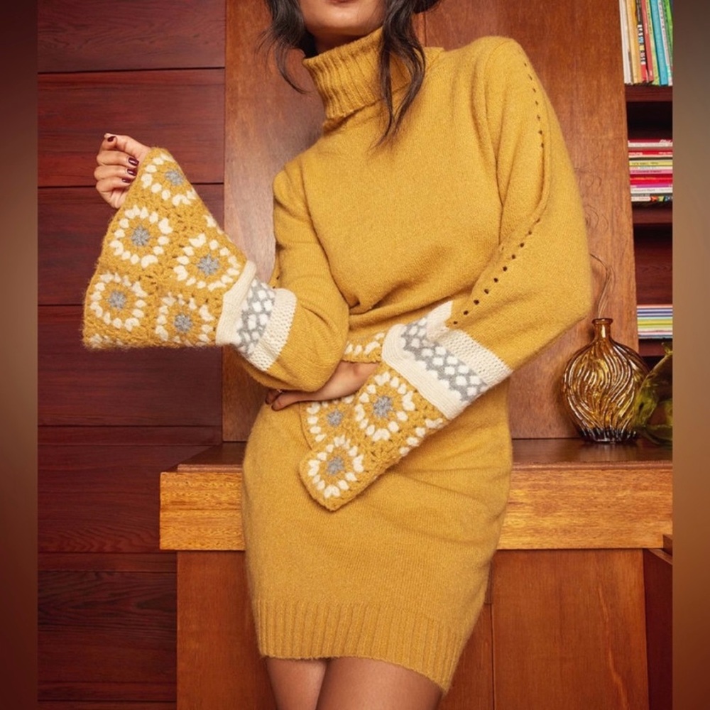 NWT Lulu’s Groovy Mustard Sweater Dress